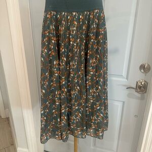 Floral Green Midi Skirt